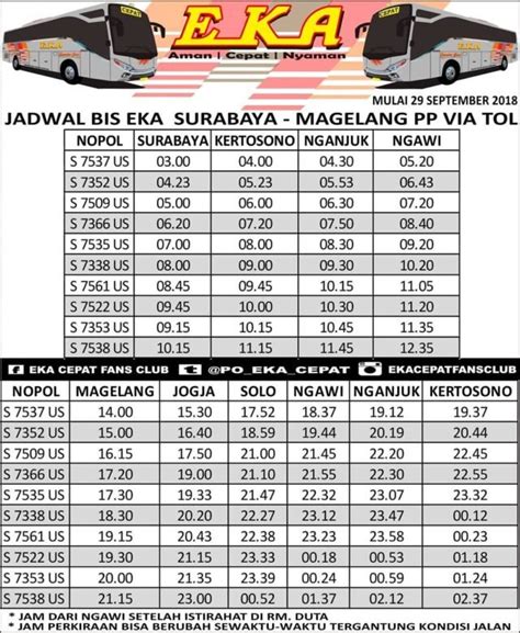 Jadwal Bus Eka Mira Surabaya Ke Magelang Harga Tiketnya Kata Omed