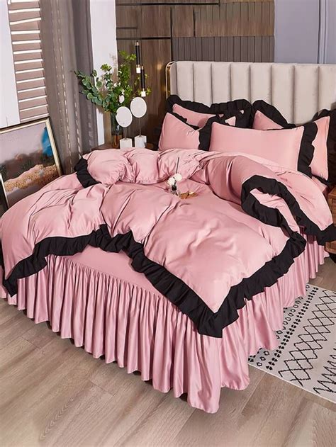 Ruffle Duvet Cover Set Without Filler Pink Bedroom Walls Teen