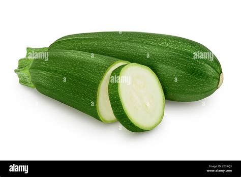 Fresh Whole Zucchini Isolated On White Background With Clipping Path