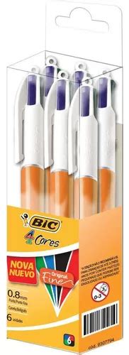 Bolígrafo retráctil Bic 4 Colors punta fina 0 8 mm con 6 tintas