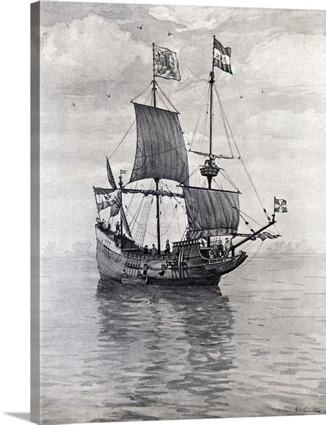 The explorer Henry Hudson's ship, Half Moon Wall Art, Canvas Prints ...