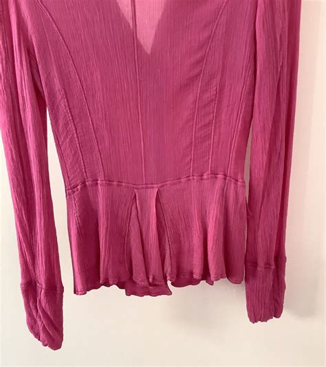 Philosophy Di Alberta Ferretti Fuchsia Pink Silk Blouse Shirt Sz It