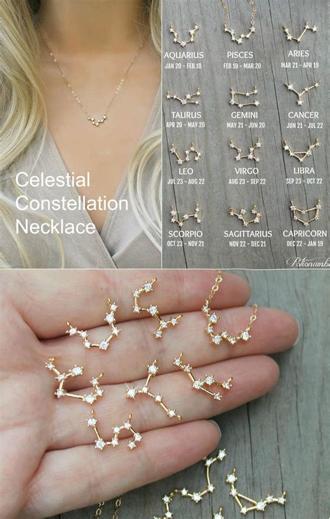 Constellation Necklace Celestial Cubic Zirconia Diamonds