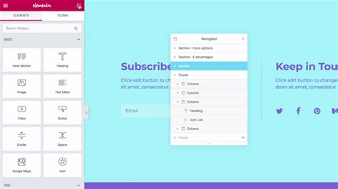 how to open navigator in elementor