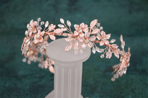 Wedding Headband Rose Gold Bridal Headband Headpiece Wedding Etsy Israel