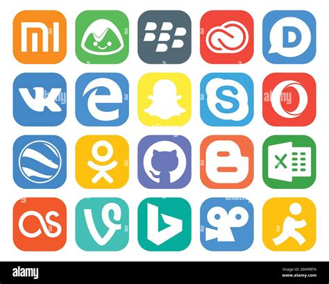 20 Social Media Icon Pack Including Excel Github Edge Odnoklassniki