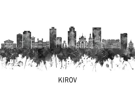 Kirov Russia Skyline Bw Mixed Media By Nextway Art Pixels