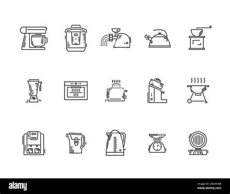 Kitchen Appliances And Kitchenware Icons Vector Icon Set Stock Vector