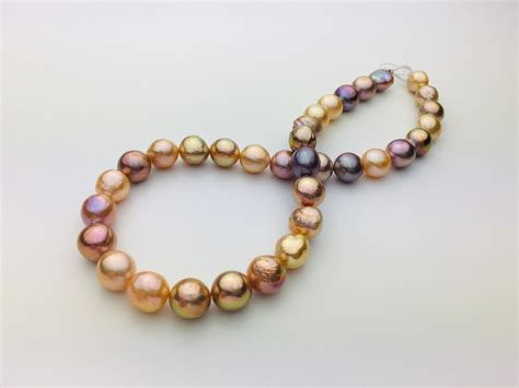 Natural Deep Metallic Edison Pearl Strand With Rainbow Color Ripple