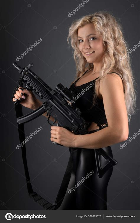 Sexy Blonde Woman Gun Stock Photo By Muro 370363628