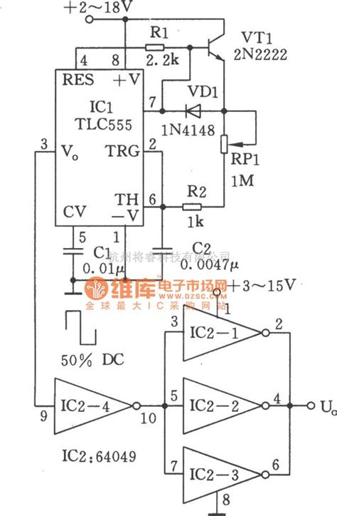 脉冲信号产生器中的50％占空比的振荡器电路图 将睿