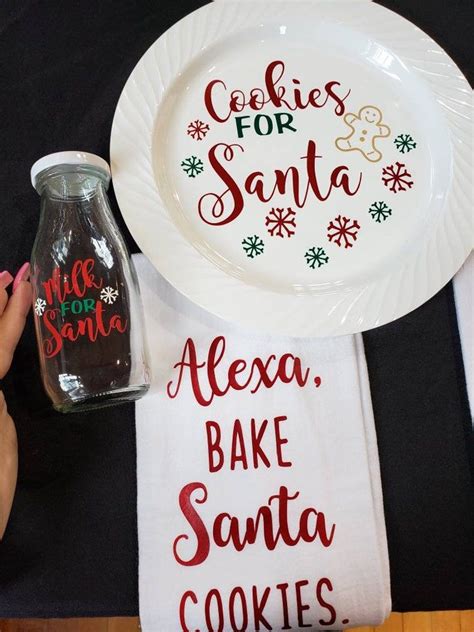 Cookies For Santa Plate Milk For Santa Cup Alexa Bake Santa Etsy