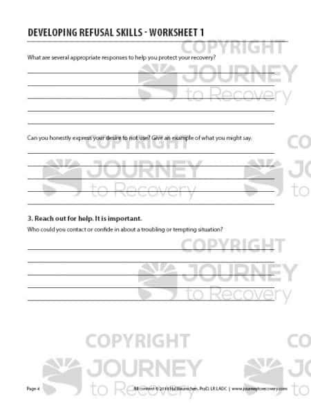 Developing Refusal Skills Worksheet 1 COD Journey To Recovery