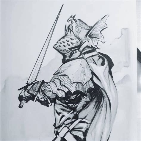 Inktober Day 3 - Dragon Knight : r/drawing