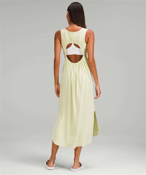 Lululemon Pima Cotton Open Back Midi Dress Dewy Lulu Fanatics