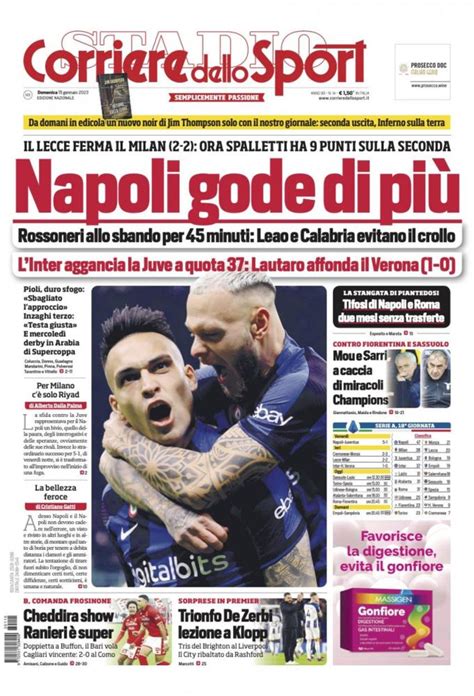 Prima Pagina Corriere Dello Sport “napoli Gode Di Più”