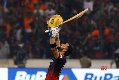 Hyderabad Rcbs Batsman Virat Kohli Celebrates His Century During