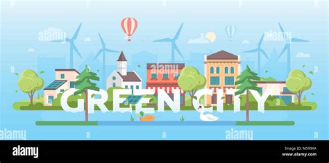 Green city - modern flat design style vector illustration Stock Vector ...