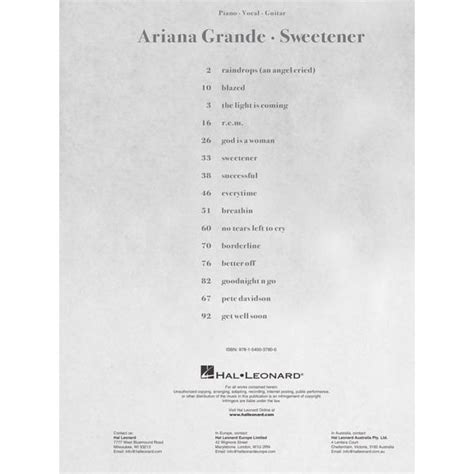 Hal Leonard Ariana Grande Sweetener Thomann United States