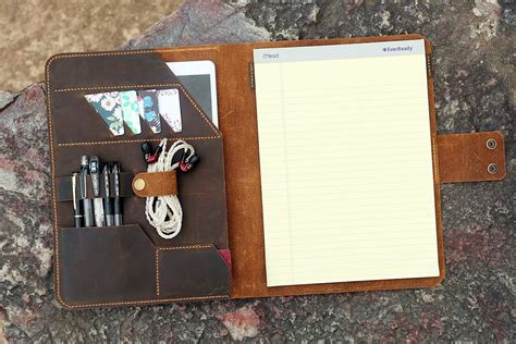 Personalized Vintage Leather Notepad Holder For Tops Legal Pad Writing