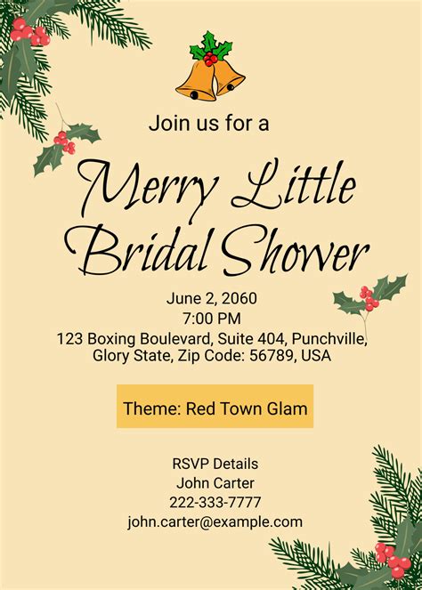 Free Christmas Bridal Shower Invitation Template Edit Online