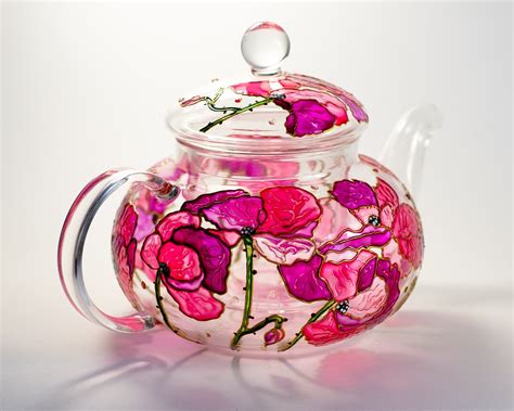 Glass Teapot Flowers Teapot Gift for Tea Lover Tea Coffee - Etsy