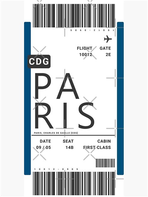 Paris Boarding Pass Plane Ticket Sticker For Sale By Ind Finite