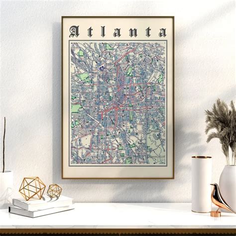 Vintage Atlanta City Map Classic Georgia Poster Newspaper Style