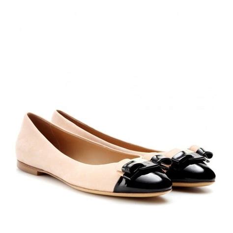 Salvatore Ferragamo Varina Patent Leather And Suede Ballerinas Black