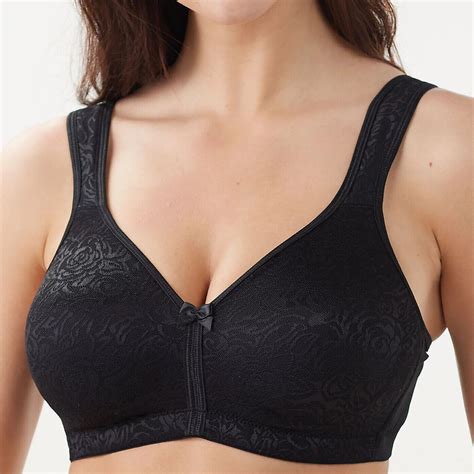 Breezies Size 44b Wild Rose Seamless Wirefree Support Bra Black Qvc A260367 Ebay