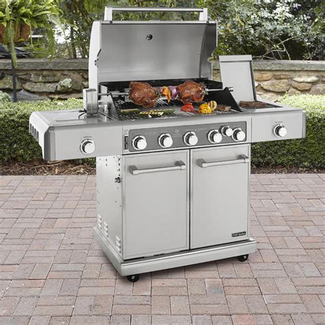 Kenmore Elite Pg 40406srl 5 Burner Dual Fuel Gas Grill With Motorized Rotisserie Kit Stainless