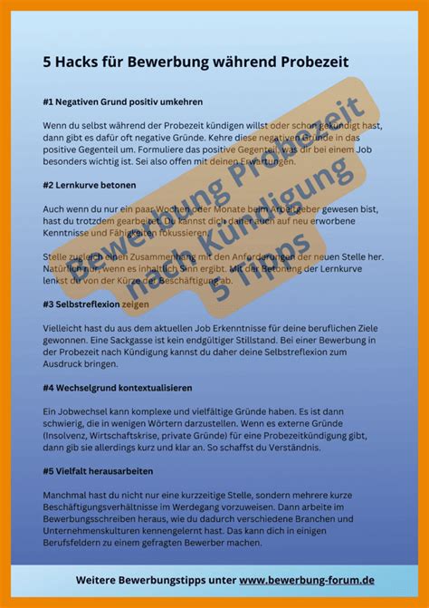 Bewerbung W Hrend Probezeit Nach K Ndigung Begr Nden