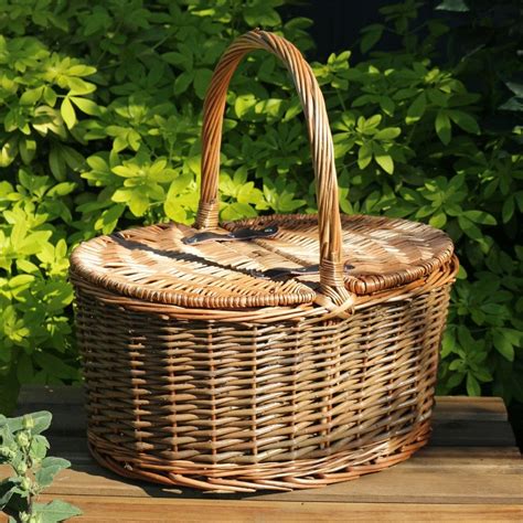 Oval Lidded Wicker Picnic Basket The Basket Company