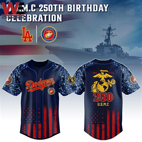 New Usmc 250th Anniversary Los Angeles Dodgers Baseball Jersey