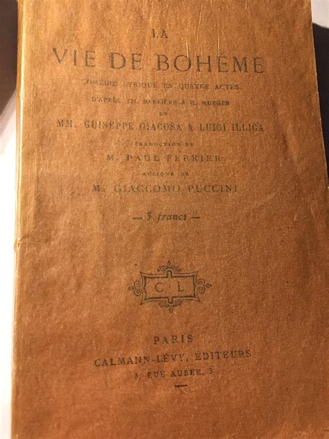 Amazon fr La vie de bohème Livret seul sans partition Comédie