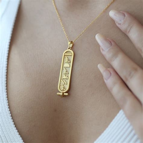 Cartouche Egyptian Hieroglyphic Name Necklace Sterling Etsy