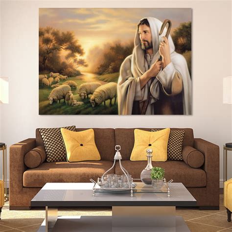 Quadro Decorativo Tela Grande Jesus Bom Pastor Sala Quarto No Elo7 A3