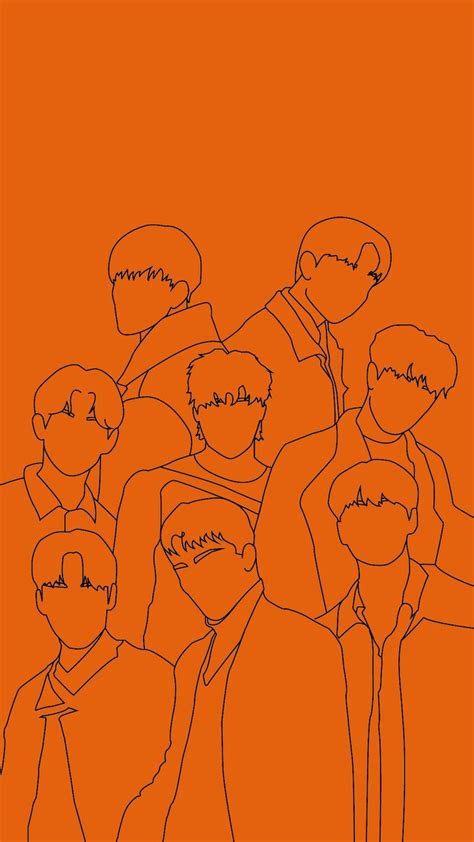 Ateez Orange Line Art Lockscreen