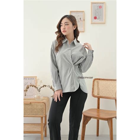 Jual Sola Multiway Shirt Kemeja Basic Garis Wanita Indonesia Shopee