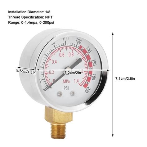 EJ life Manomètre de pression d air Manomètre Radial Professionnel Y50