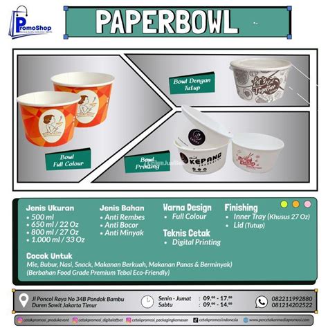 Paper Bowl Kemasan Makanan Ukuran 650ml Cetak Custom Di Jakarta Timur