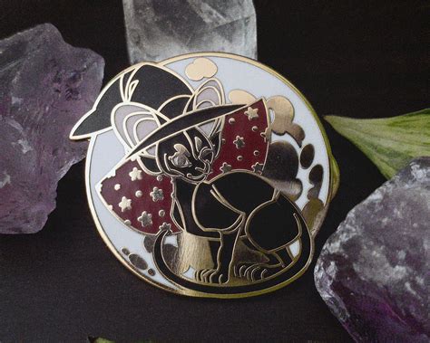 Black Witch Cat Enamel Pin Sphinx Cat Enamel Pin Full Moon Etsy