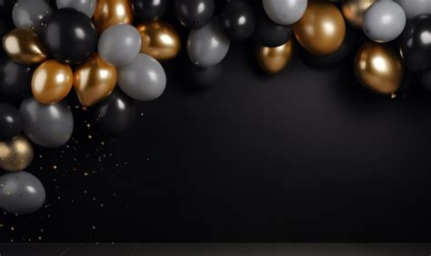 Premium Photo Elegant Black And Gold Balloon Background For Wedding Day