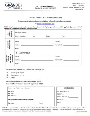 Fillable Online Development File Search Request Cityofgp Fax