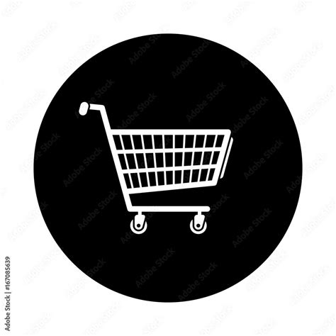 Shopping Cart Circle Icon Black Round Minimalist Icon Isolated On