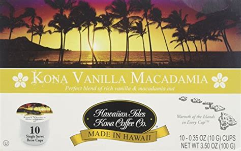 Hawaiian Isles Kona Coffee Co Kona Vanilla Macadmia Nut Single Serve K