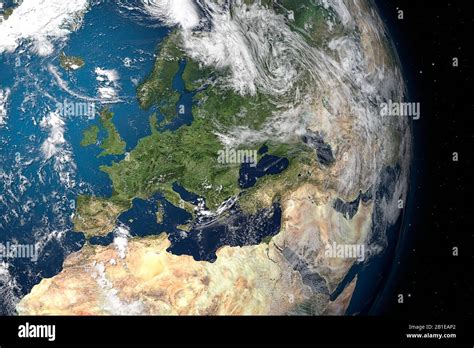 Earth orbit view of Europe, Europe Stock Photo - Alamy