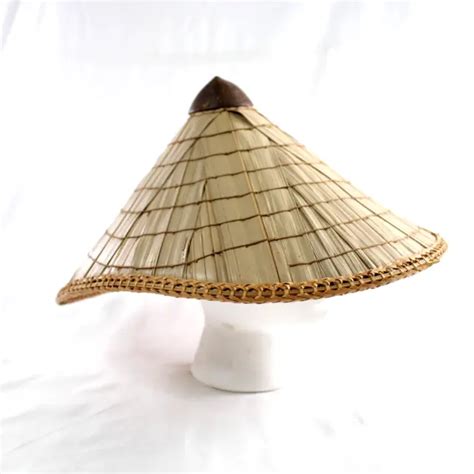 VINTAGE FILIPINO SALAKOT Woven Traditional Asian Straw Hat Handmade AS ...