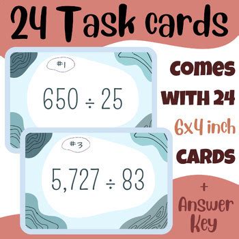 Long Division Dividing Equal Groups No Remainders Fun Math Task Cards