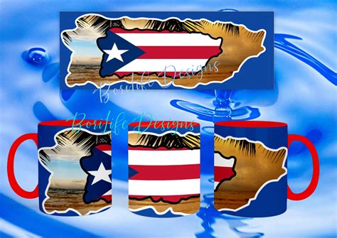 Unique Boricua Coffee Mug Puerto Rico Flag In Island Design Etsy